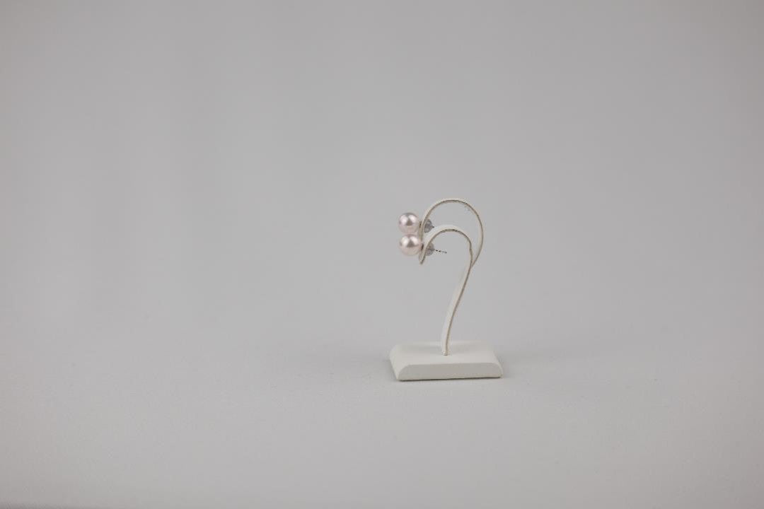【JEWELRY】14K White Gold Uwajima Akoya Pearl Stud Earrings (8.0 - 9.0mm)