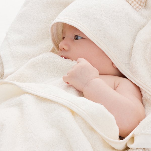 【BABY】100% Organic Cotton Hooded Bear Baby Swaddle Blanket Towel
