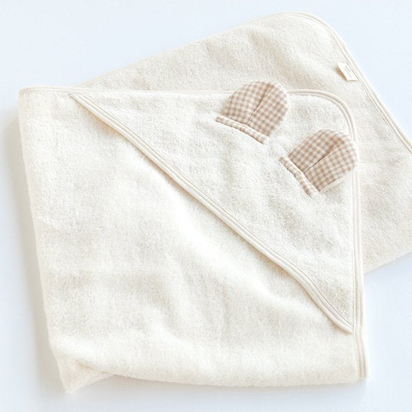 【BABY】100% Organic Cotton Hooded Bear Baby Swaddle Blanket Towel
