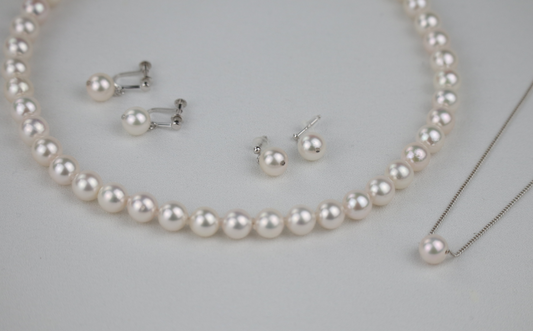 【JEWELRY】Uwajima Akoya Pearl 3-piece set  (7.0 - 8.0mm)