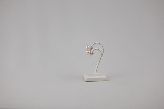 【JEWELRY】14K White Gold Uwajima Akoya Pearl Stud Earrings (8.0 - 9.0mm)