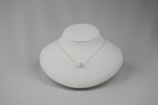 【JEWELRY】18K Gold Chain Uwajima Akoya Pearl Pendant Necklace (7.0 - 8.0mm)