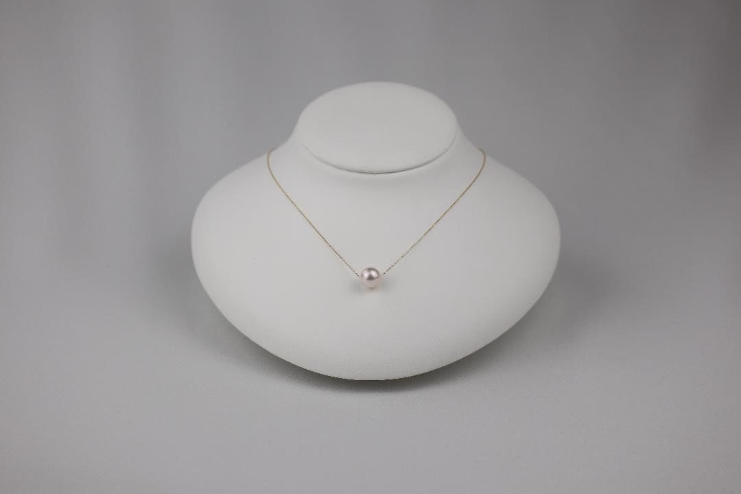 【JEWELRY】18K Gold Chain Uwajima Akoya Pearl Pendant Necklace (8.0 - 9.0mm)