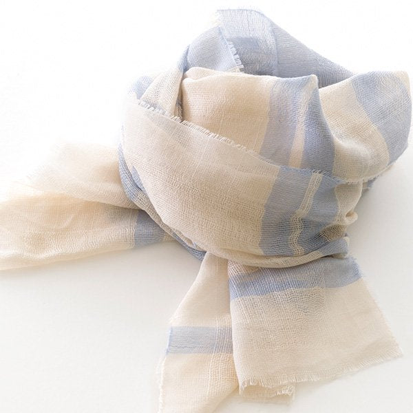 【APPAREL】Lightweight Striped Cotton Scarf (Natural botanical dyed, Pink / Blue / Grey)