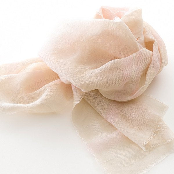 【APPAREL】Lightweight Striped Cotton Scarf (Natural botanical dyed, Pink / Blue / Grey)